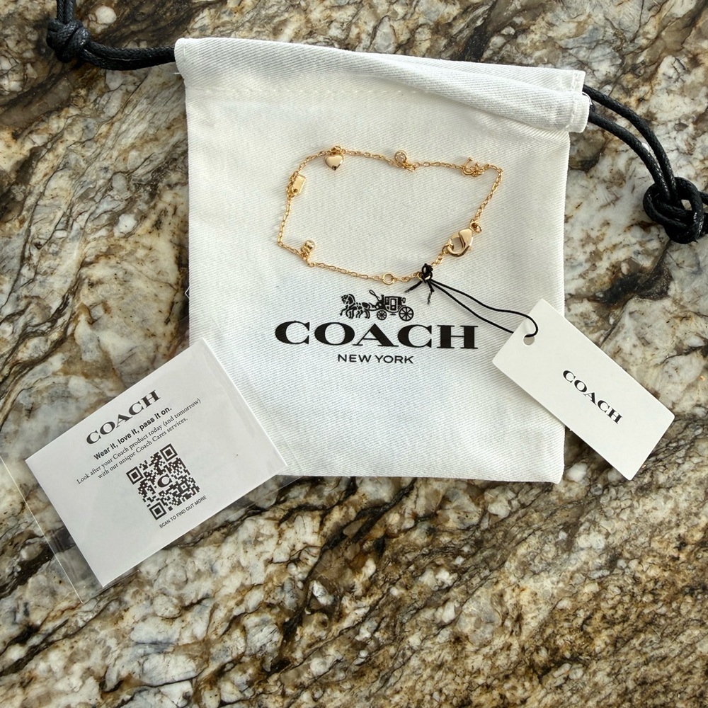 Coach Gold Heart Charm Bracelet NWT